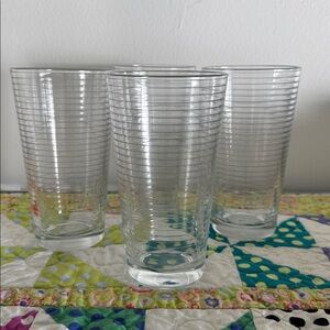 Pasabahce Doro Clear Glass Tumbler Set of 4 with Horizontal Lines 16 oz.